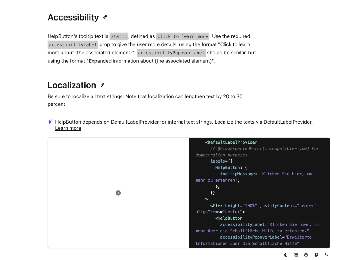 Gestalt's Icon Button component accessibility and localization guidance.